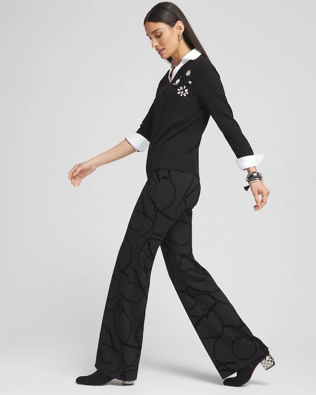 Juliet Flocked Trouser Pants - image 2